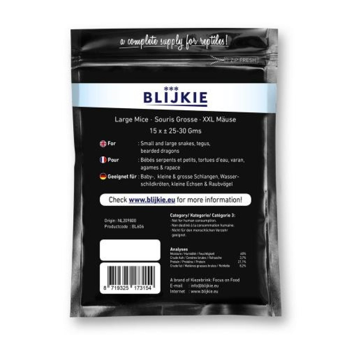 Blijkie black foil line mice large 25-30g, 15pc