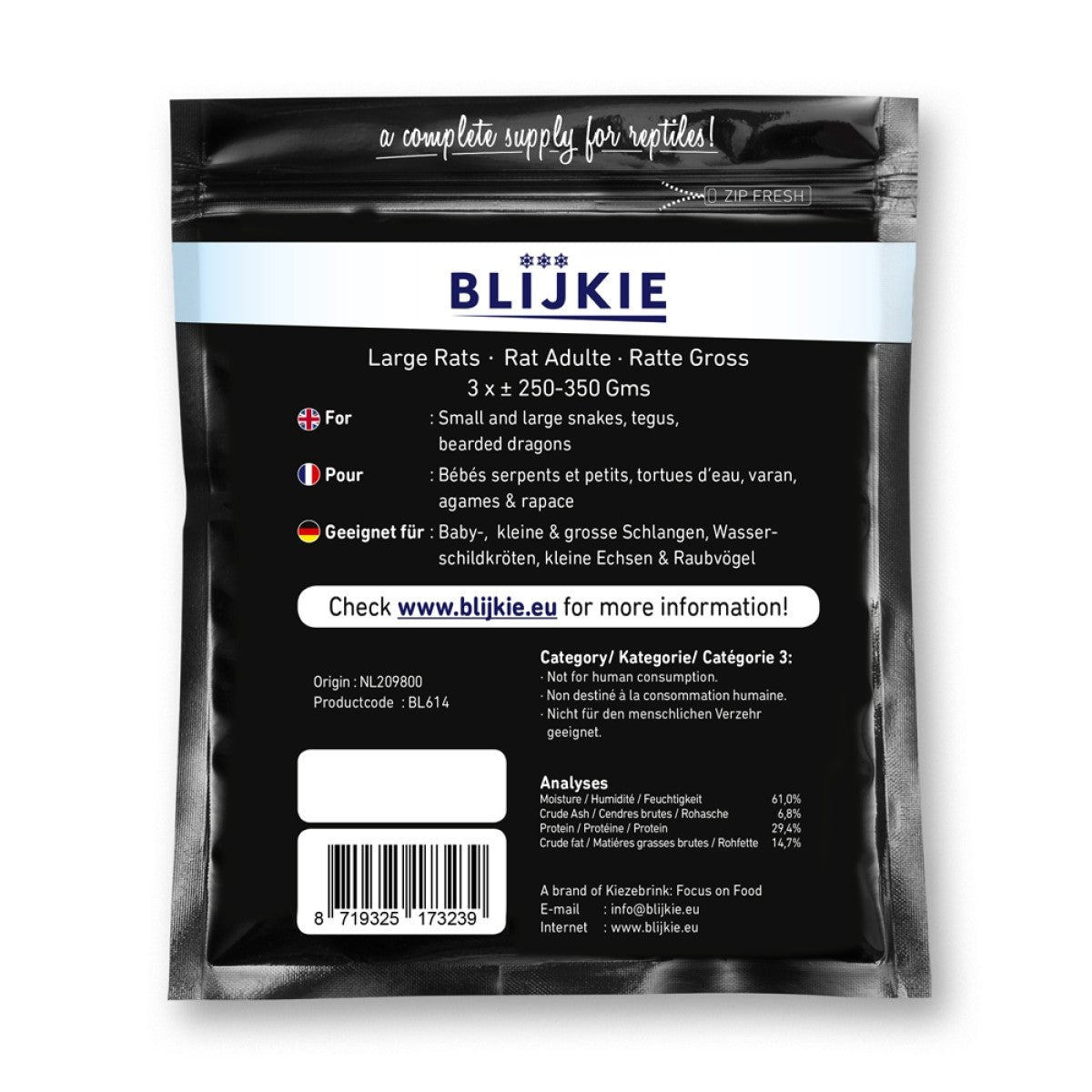 Blijkie black foil line large rat 250-350g, 3 pcs