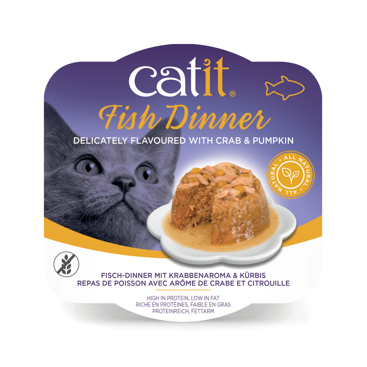 Catit Fish Dinner, Crab Flavour & Pumpkin 80 g, 6pcs/box