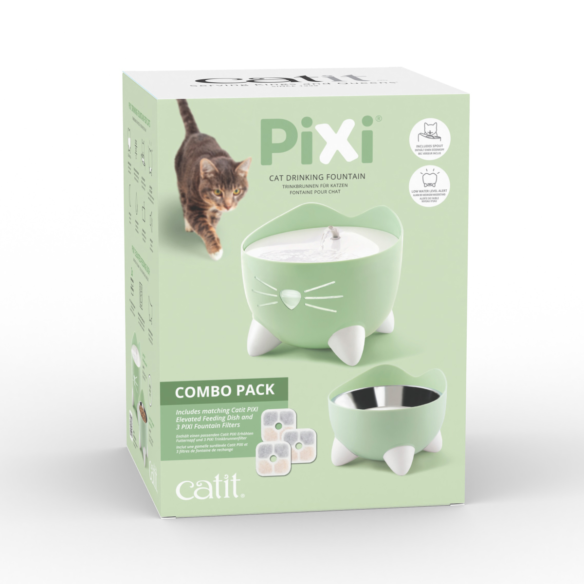 CatIt Pixi Drinking Fountain - Combo pack/Green