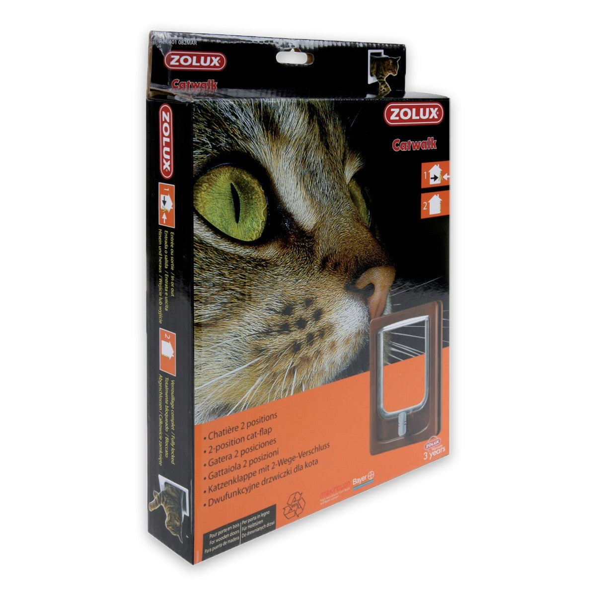 Cat-flap for Wooden Door - 2 Position Brown