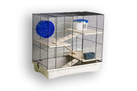 Thumbnail for H12 Hamster cage with wood accessories - 58 x 32 x 54 cm/Black & Sand