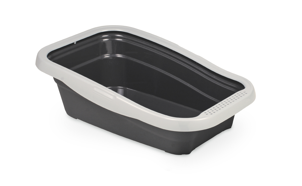 Nella Cat Litter Tray with Frame - 58 x 37.5 x 18 cm/Grey