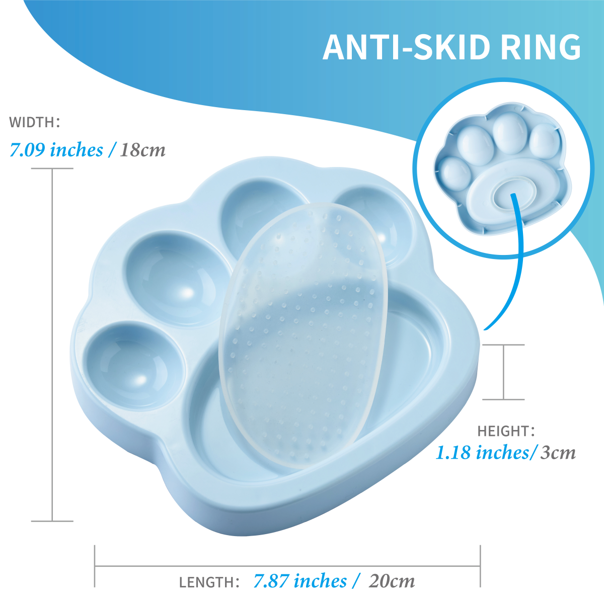 PetDreamHouse PAW 2-IN-1 Mini Slow Feeder & Lick Pad Baby Blue Easy