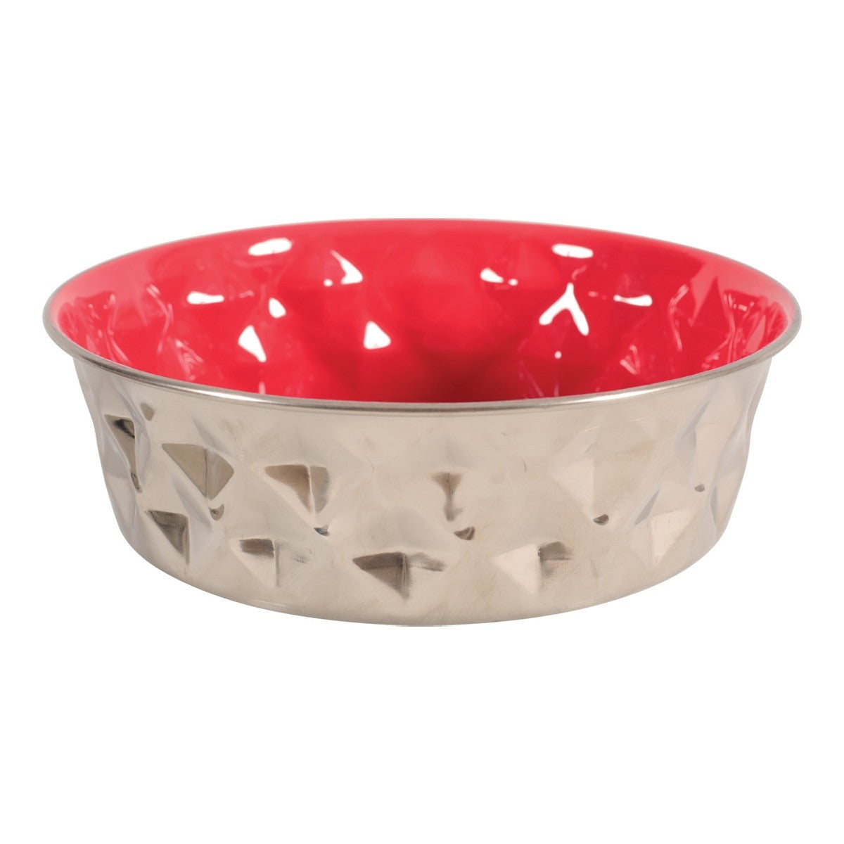 Diamonds Stainless Non-Slip Dog Bowls - Red 2.6L