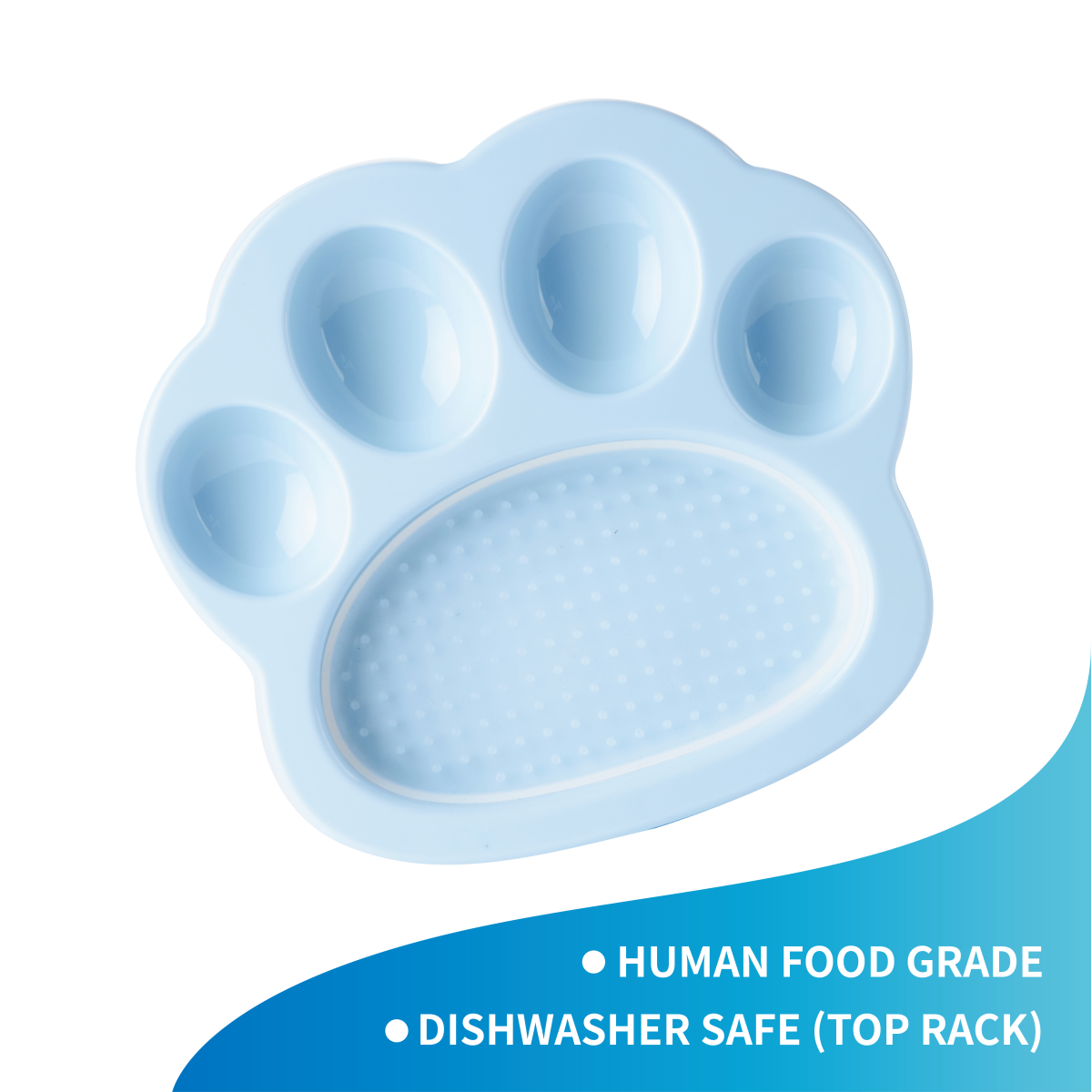 PetDreamHouse PAW 2-IN-1 Mini Slow Feeder & Lick Pad Baby Blue Easy