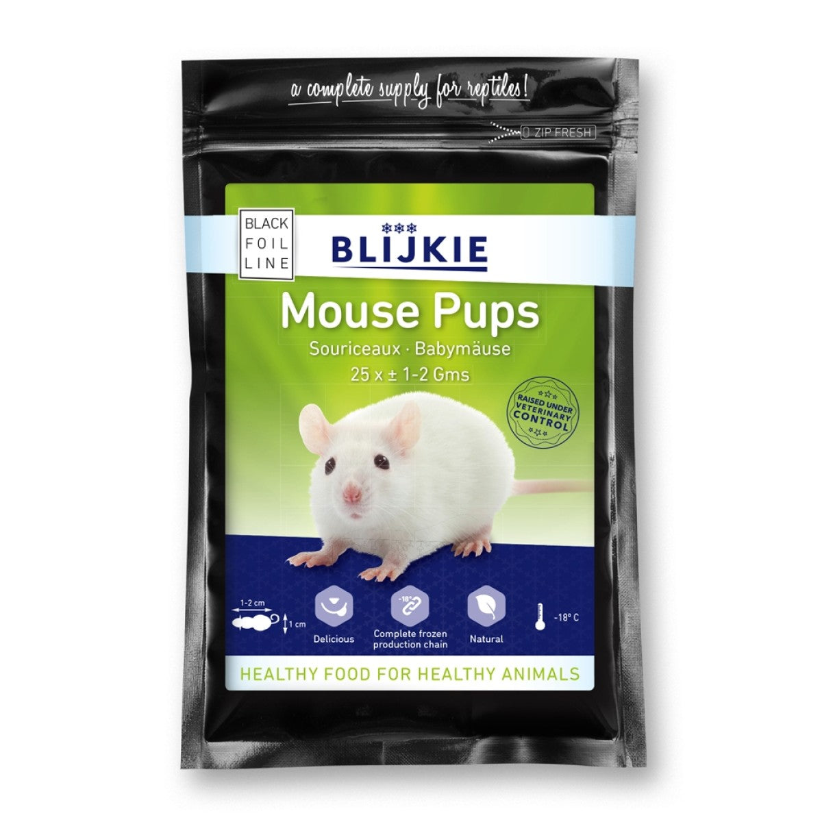 Blijkie black foil line baby mice 1-2g, 25 pcs