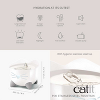 Thumbnail for Catit PIXI Stainless Steel Fountain - White/2.5L