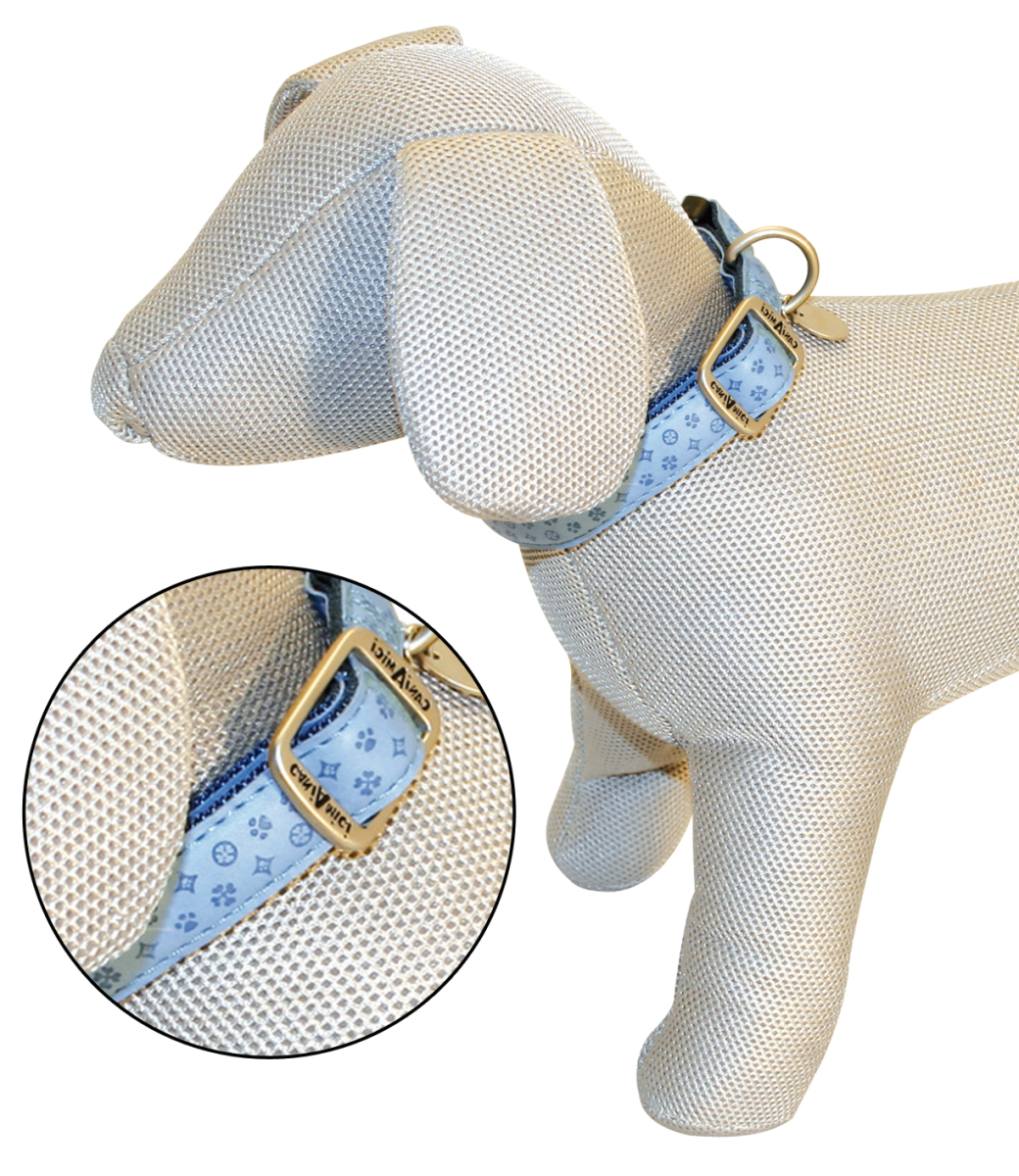 Mylord Leatherette Adjustable Dog Collar 35-50 x 2 cm, Light Blue