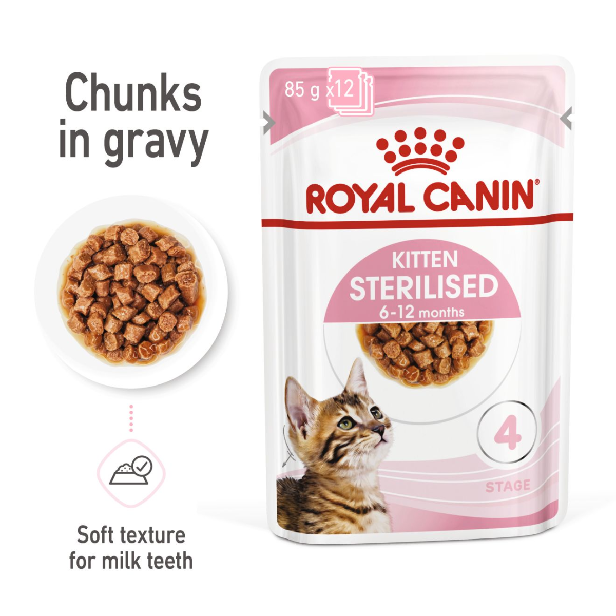 Feline Health Nutrition Kitten Sterilised Gravy (WET FOOD - Pouches) 12x85G