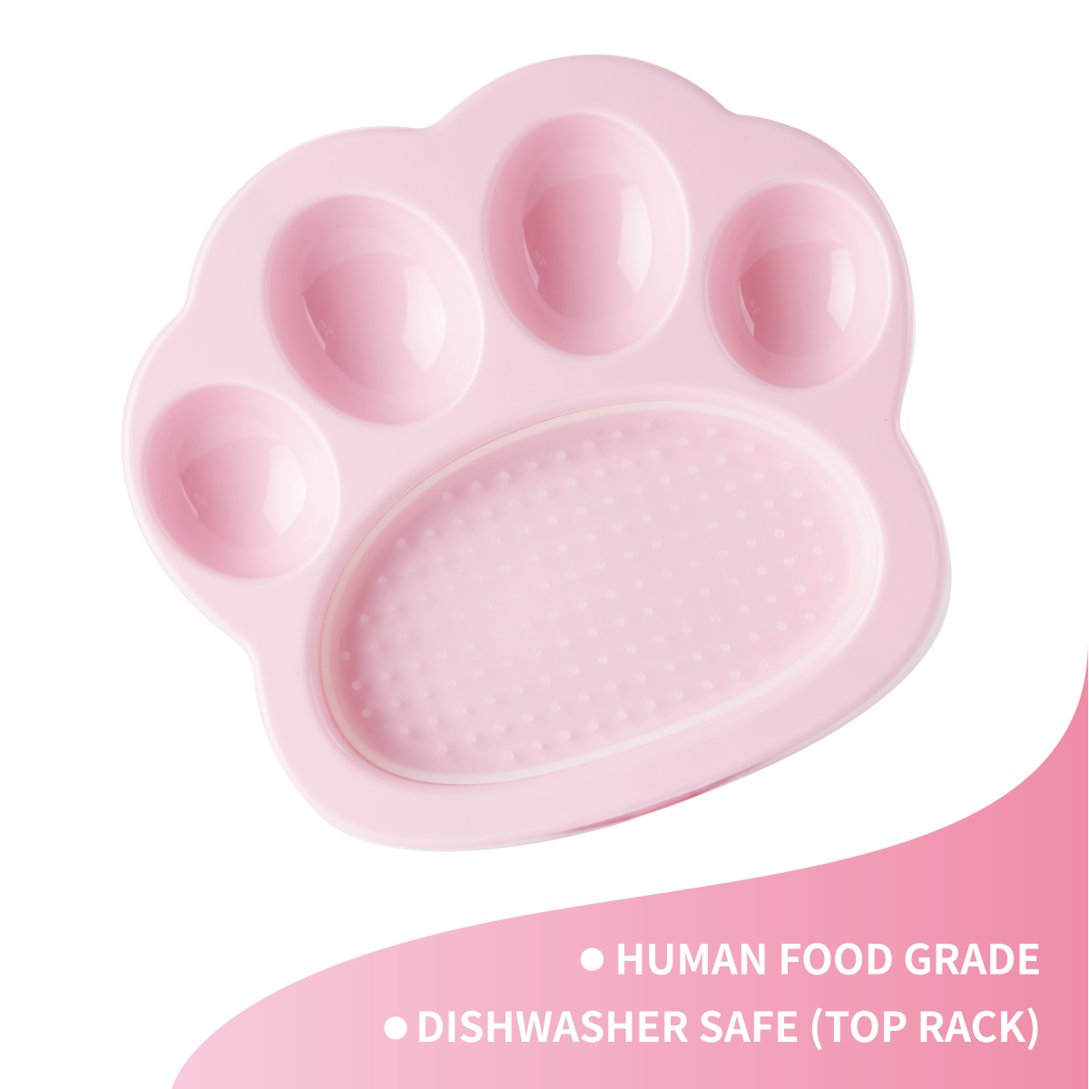 PetDreamHouse PAW 2-IN-1 Mini Slow Feeder & Lick Pad Baby Pink Easy