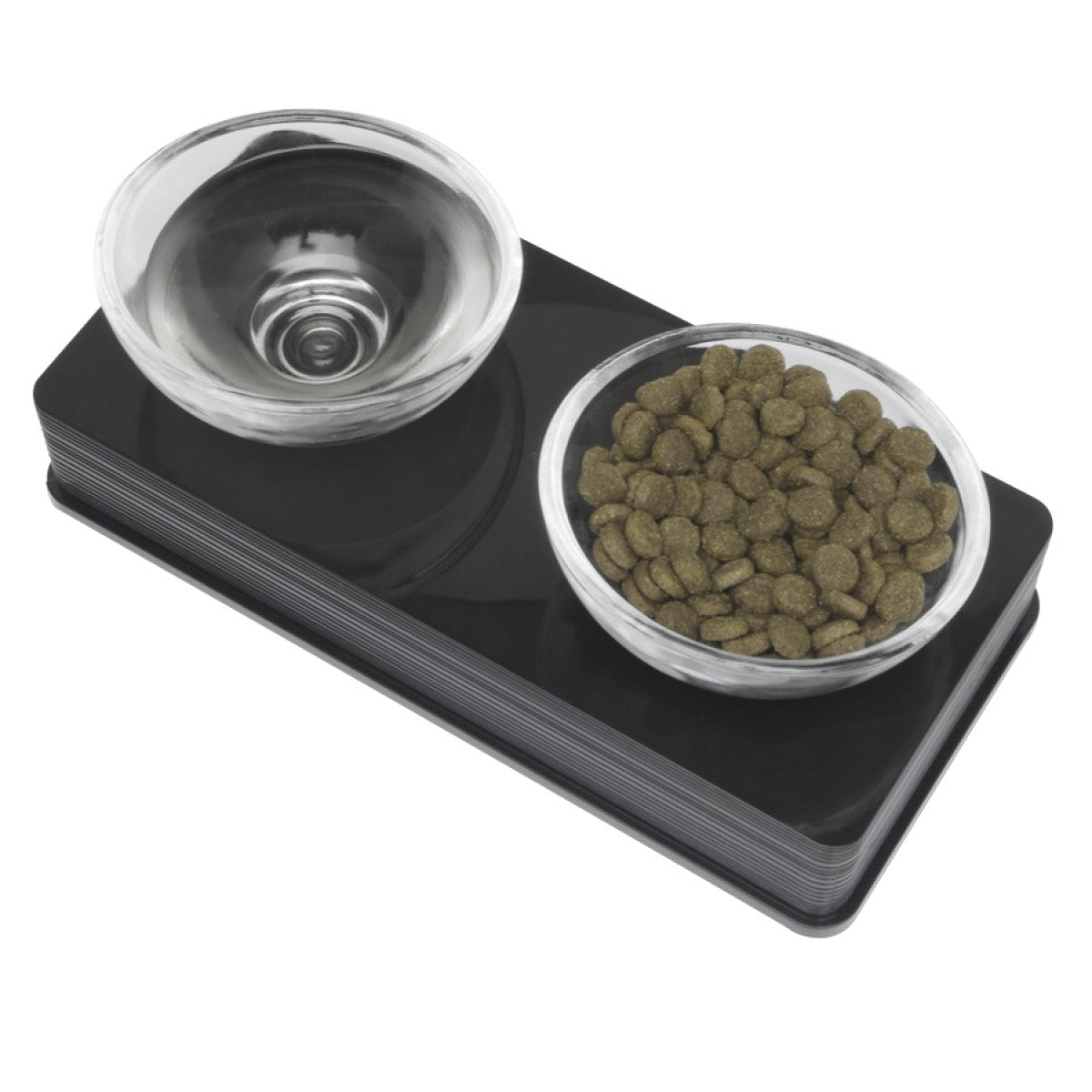 Catit Dual Glass Bowl - Black