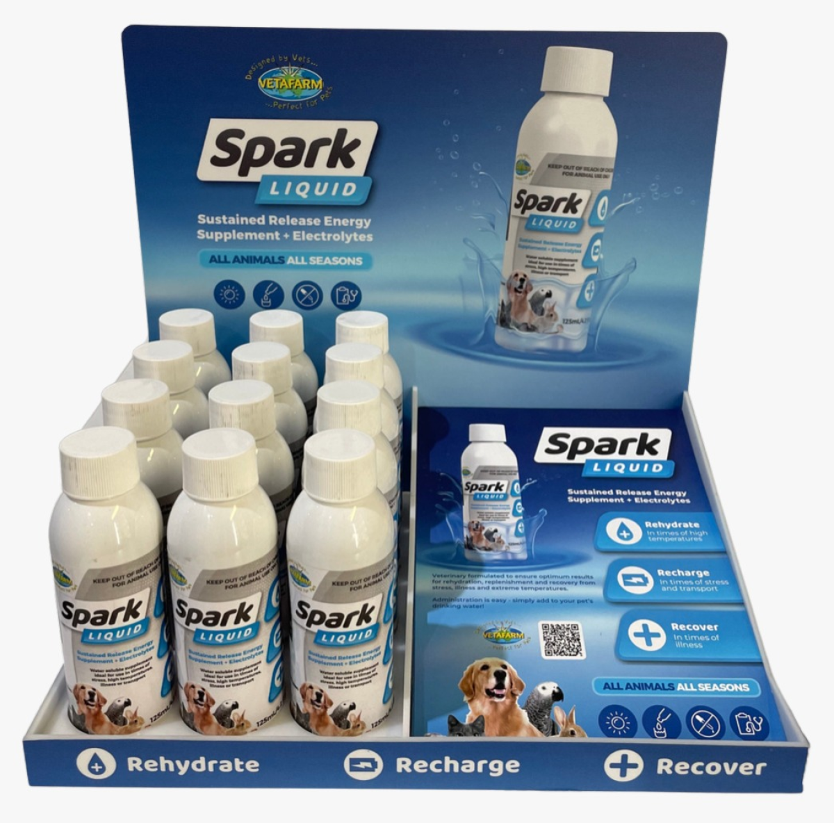 Vetafarm CTD pre-packed with 12 Spark Liquid 125ml