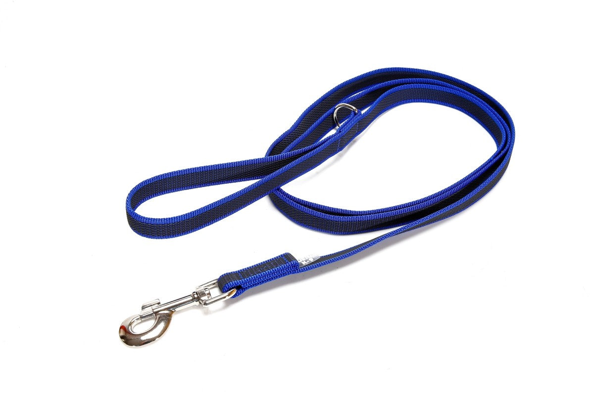 Color & Gray with Handle Leash with Ring - Blue-Gray Width 2 cm & Length 1.8 Meter