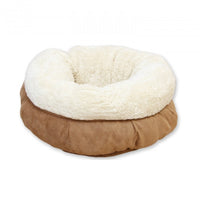 Thumbnail for Lambswool Donut Cat Bed - Tan