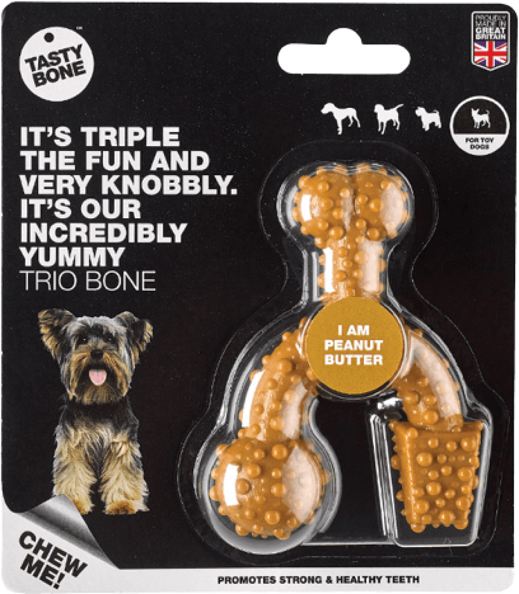 TastyBone Nylon Trio Toy Dog - Peanut Butter