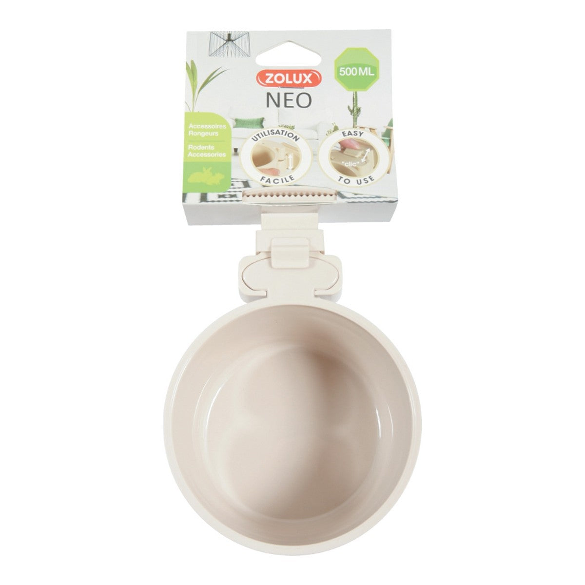 NEO Rodent Cage Plastic Feeder - Beige 500ml