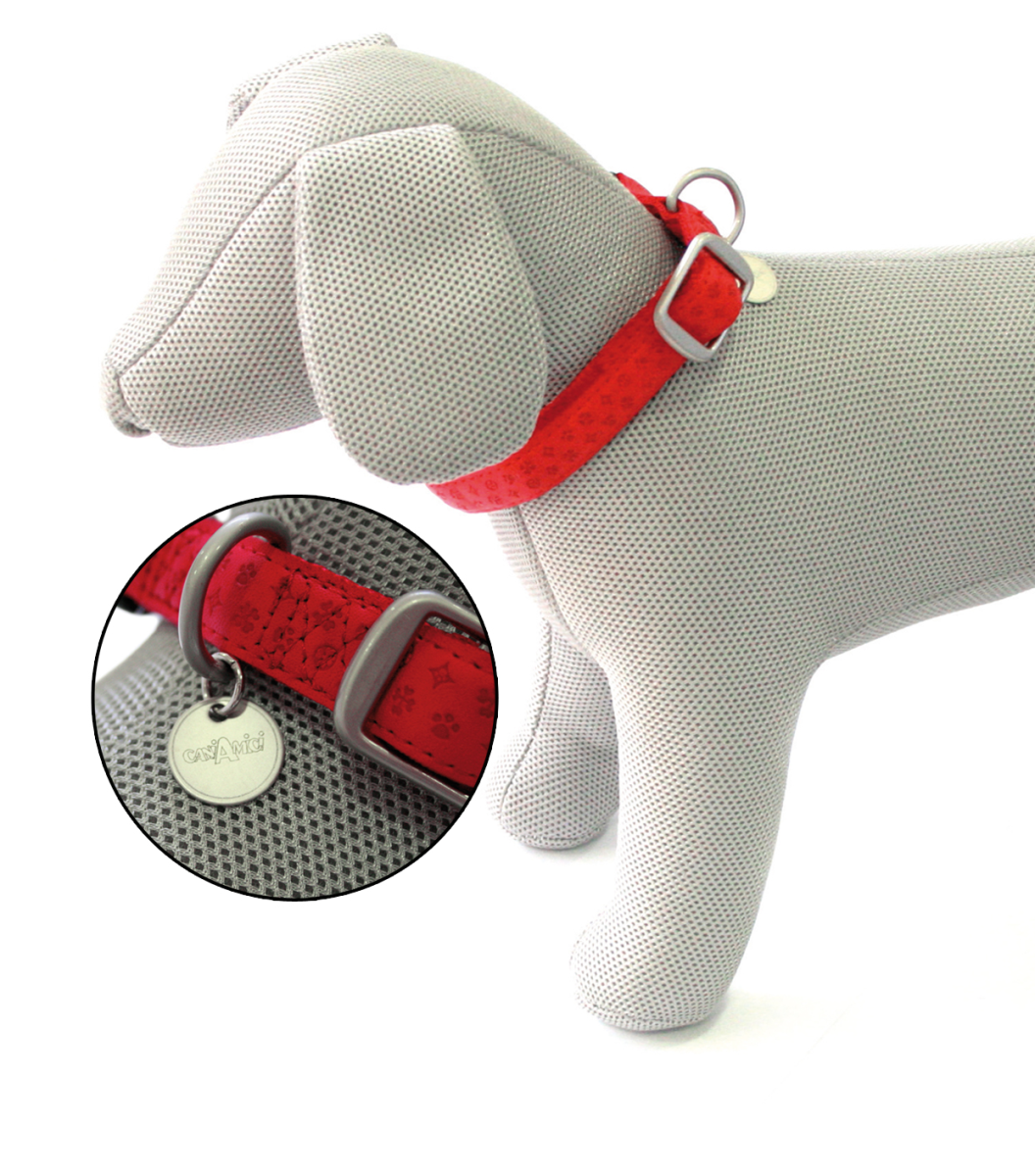 Mylord Leatherette Adjustable Dog Collar 26-40 x 1.5 cm, Red