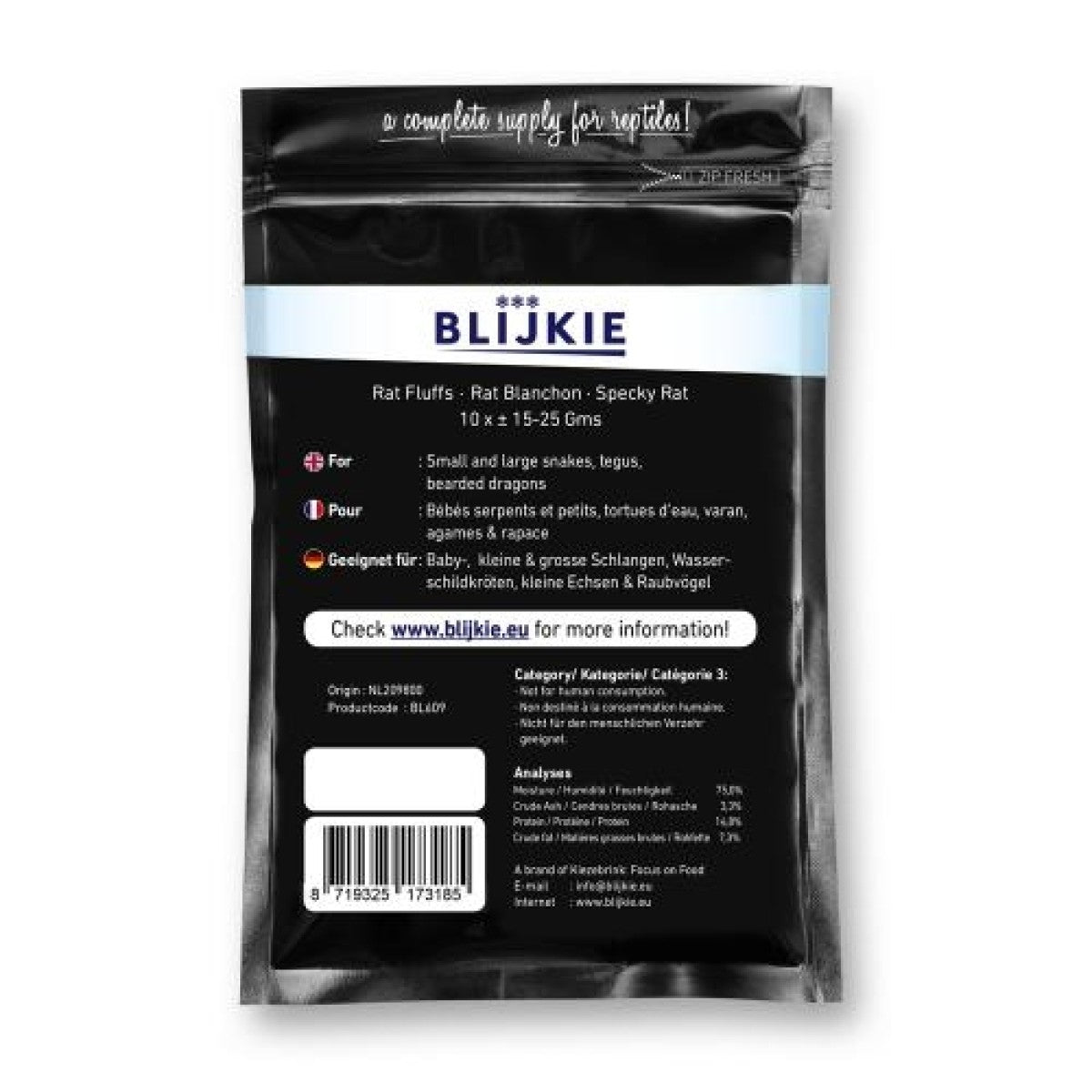 Blijkie black foil line fuzzyrat 15-25, 10pc