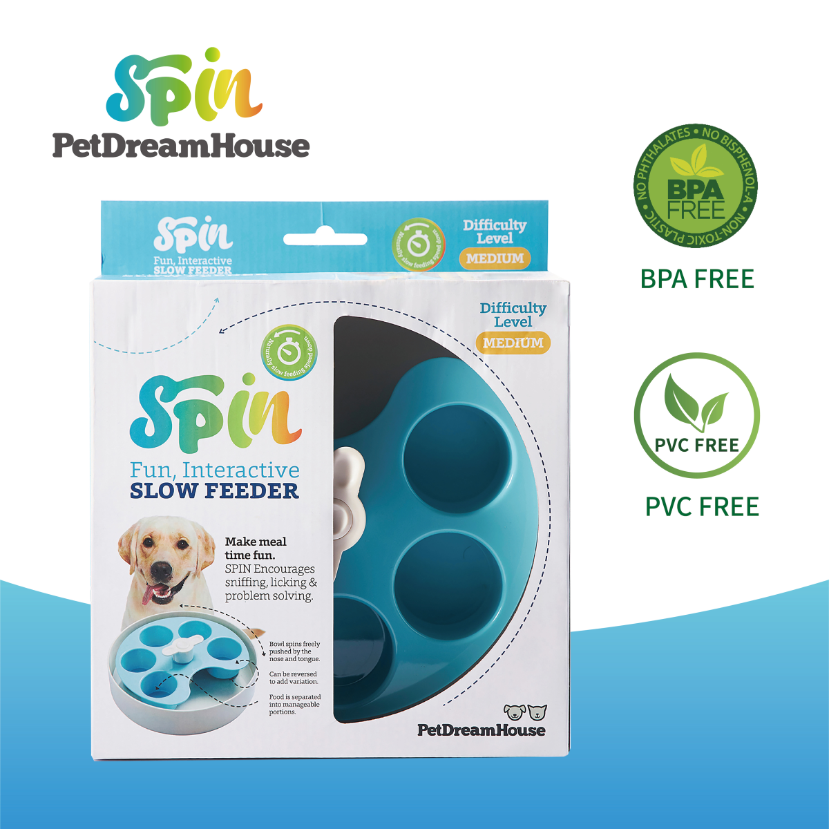 PetDreamHouse SPIN Interactive Feeder Palette Blue