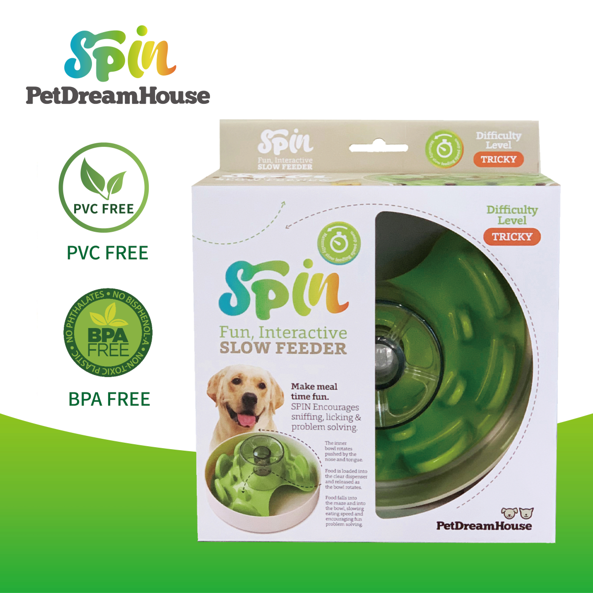 PetDreamHouse SPIN Interactive Feeder UFO Maze Green