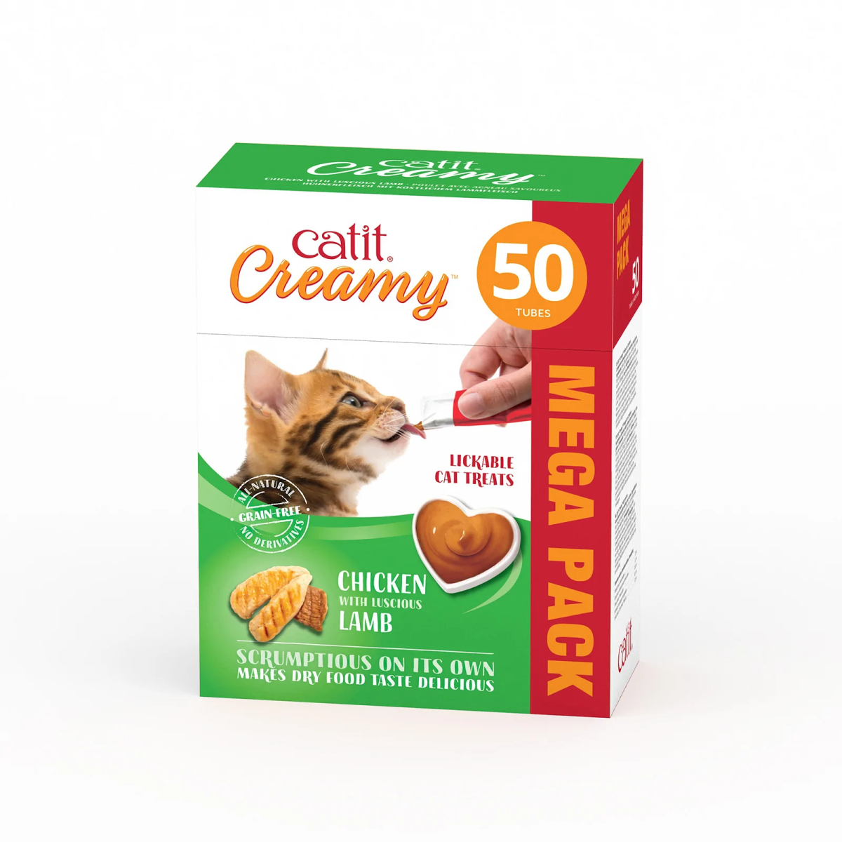 Catit Creamy Treats Mega Pack Chicken with Lamb, 50 tubes/box