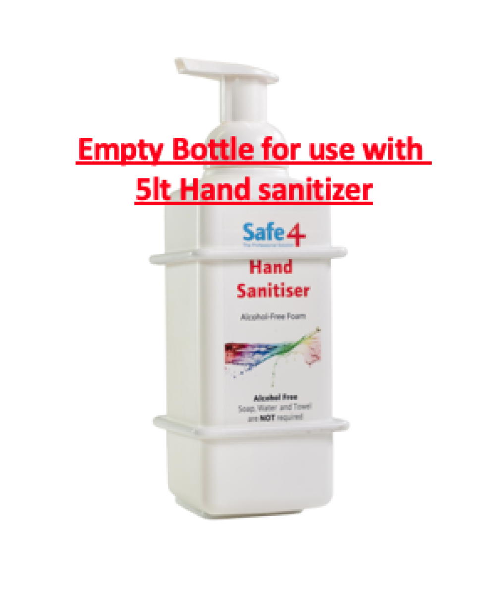 Safe4 Empty Foam Bottle for use with Virucidal Foam Hand Sanitiser 600ml