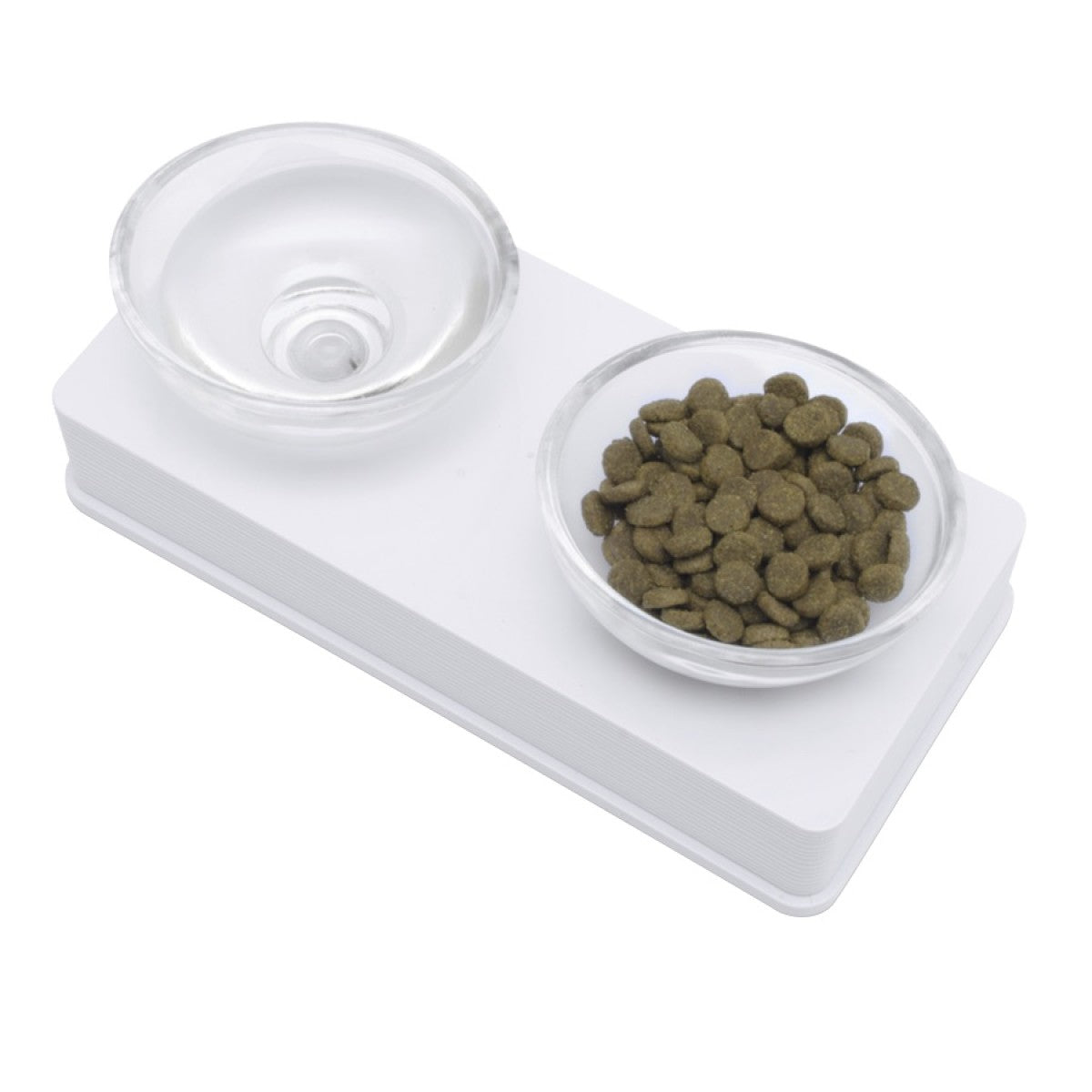 Catit Dual Glass Bowl - White