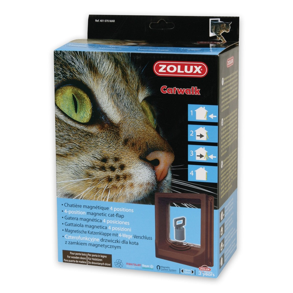 Magnetic Cat-flap for Wooden Door - Brown