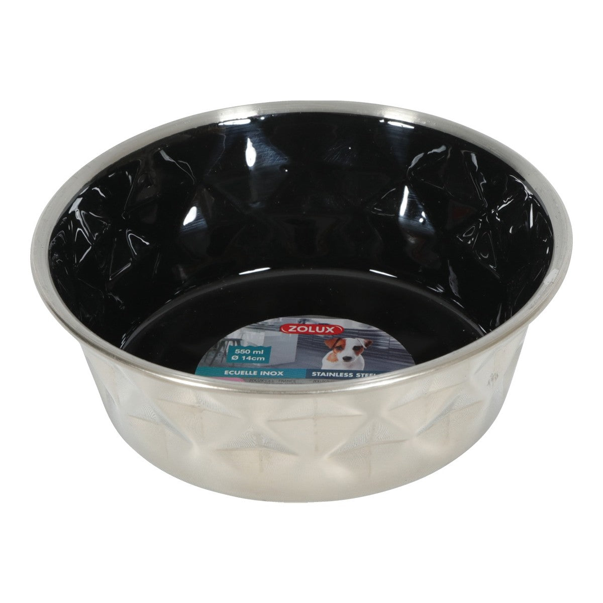 Diamonds Stainless Non-Slip Dog Bowls - Black 550ml