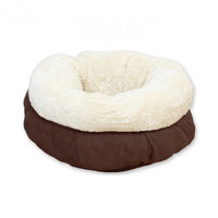 Thumbnail for Lambswool Donut Cat Bed - Brown