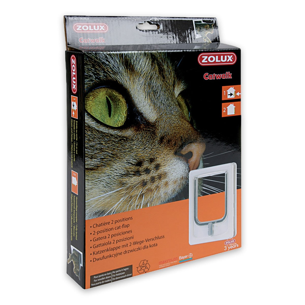 Cat-flap for Wooden Door - 2 Position White