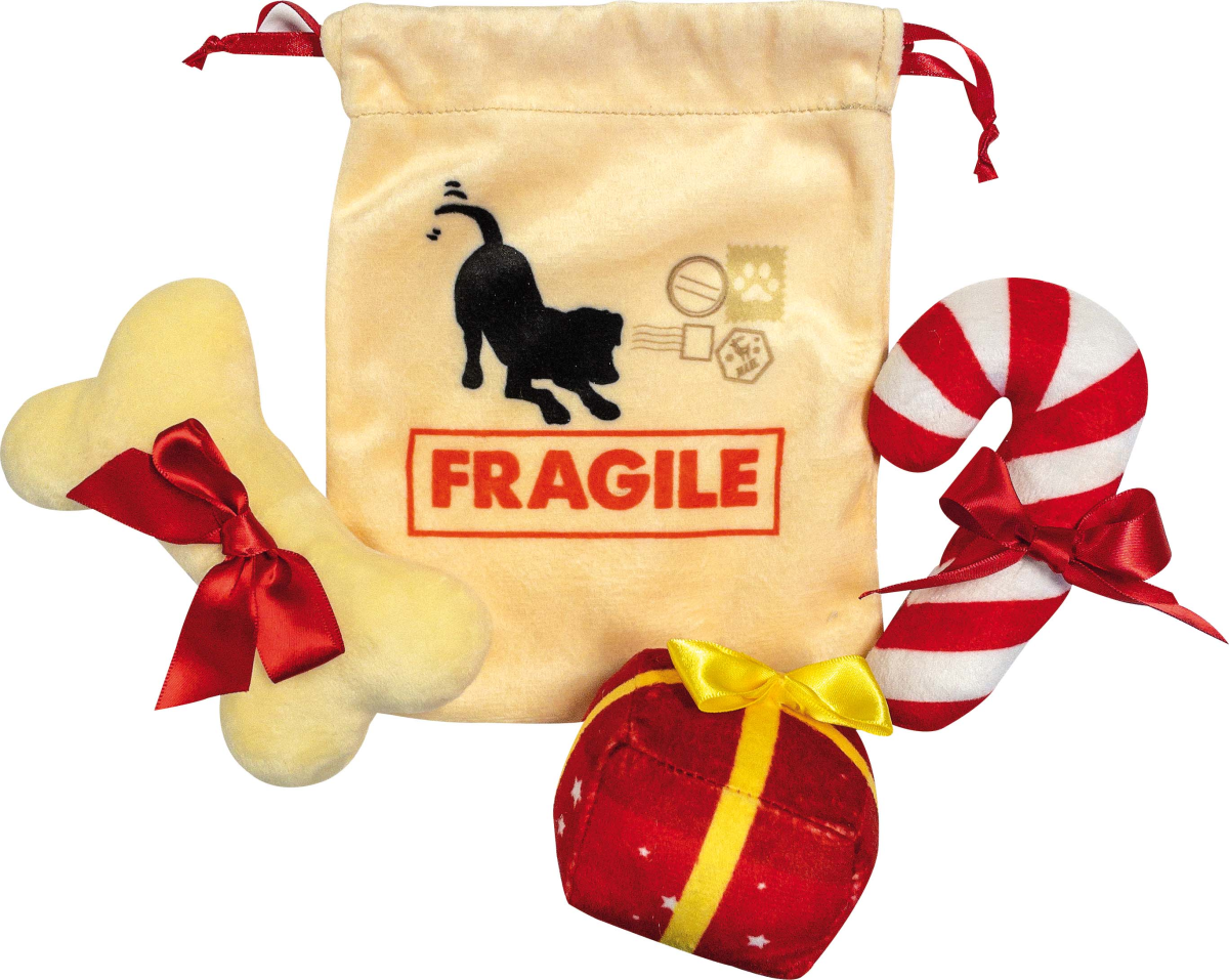 CHRISTMAS DOG TOY SANTA BAG 21 cm