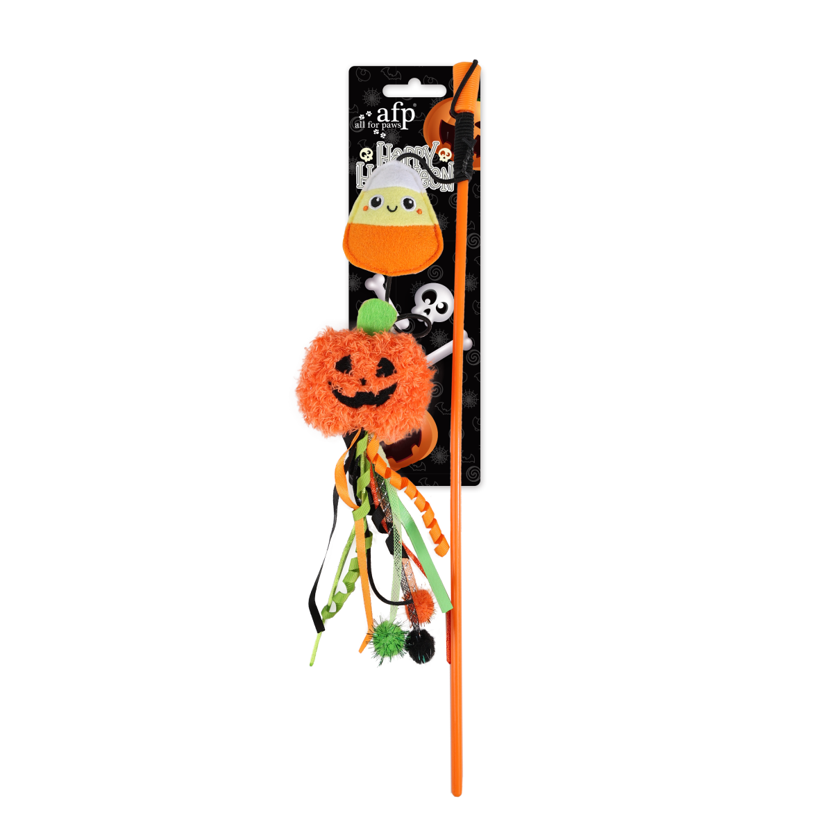 Naughty Or Trick Cat Pumpkin & Candy Wand