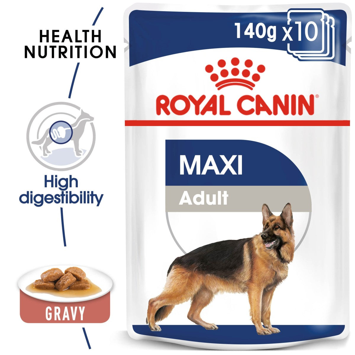 Size Health Nutrition Maxi Adult (WET FOOD - Pouches) 10 x 140g