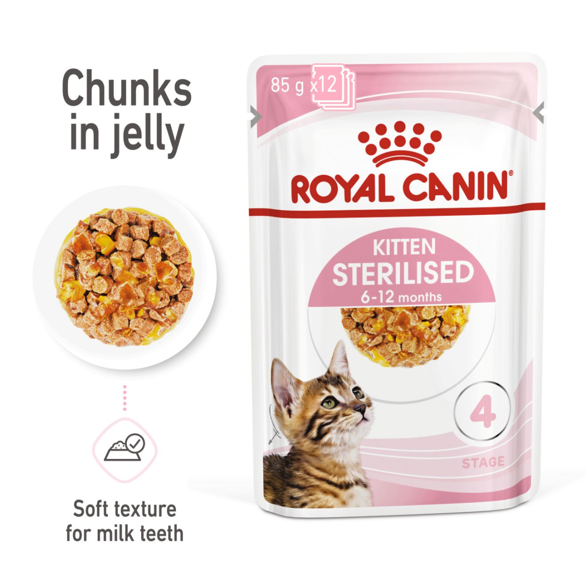 Feline Health Nutrition Kitten Sterilised Jelly (WET FOOD - Pouches) 12 x 85g