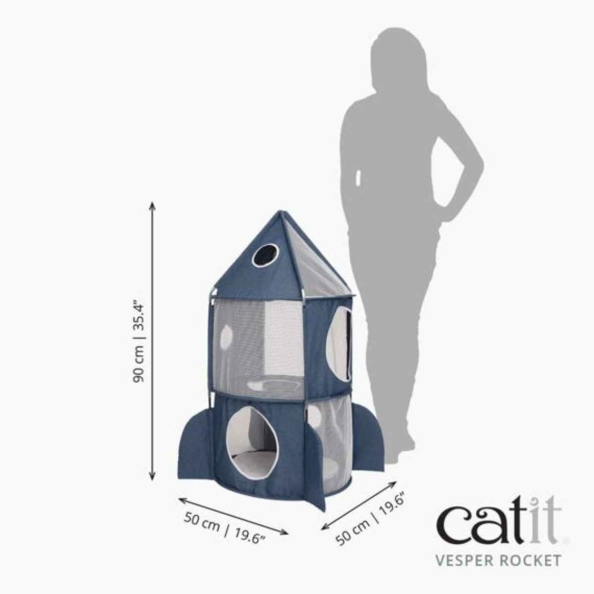 Catit Vesper Cat Tower Rocket - Grey/50x50x90 cm