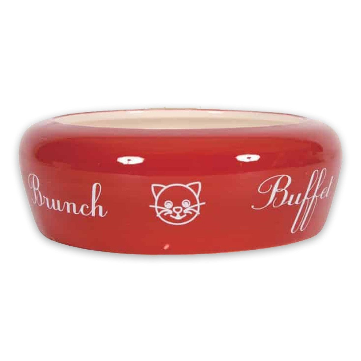 No Waste Ceramic Cat Bowl Buffet - Red 300ml