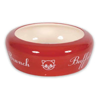 Thumbnail for No Waste Ceramic Cat Bowl Buffet - Red 300ml