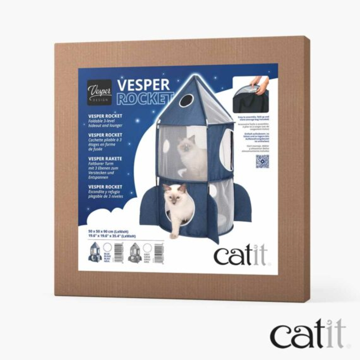 Catit Vesper Cat Tower Rocket - Grey/50x50x90 cm