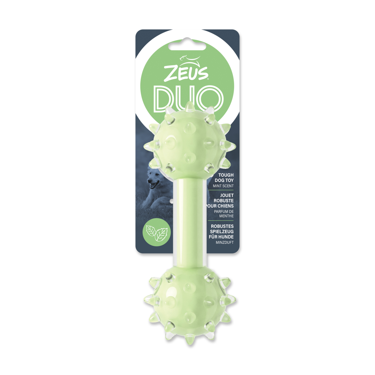 Zeus Duo Spike Dumbbell, 18cm, Green, Mint Scent