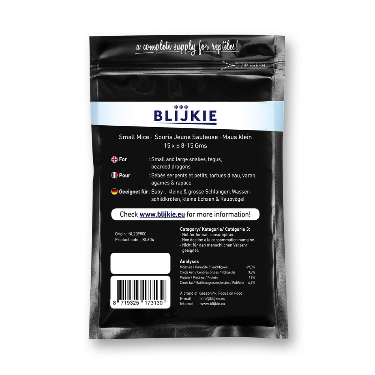 Blijkie black foil line mice small 8-15g, 15pc