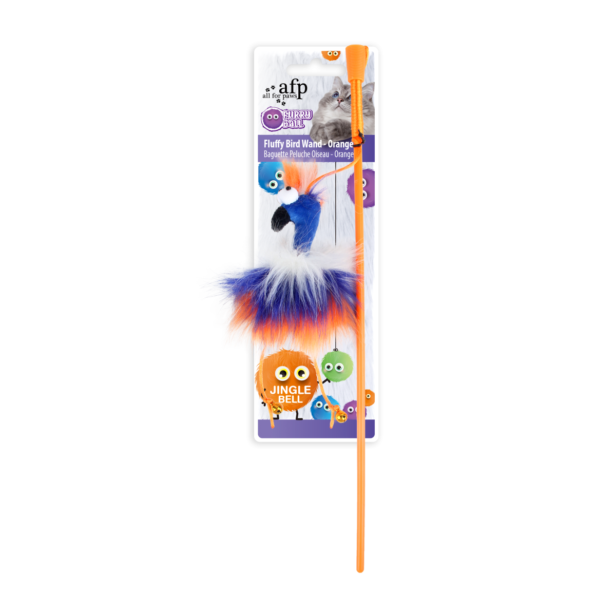 Furry Ball - Fluffy Bird Wand - Orange