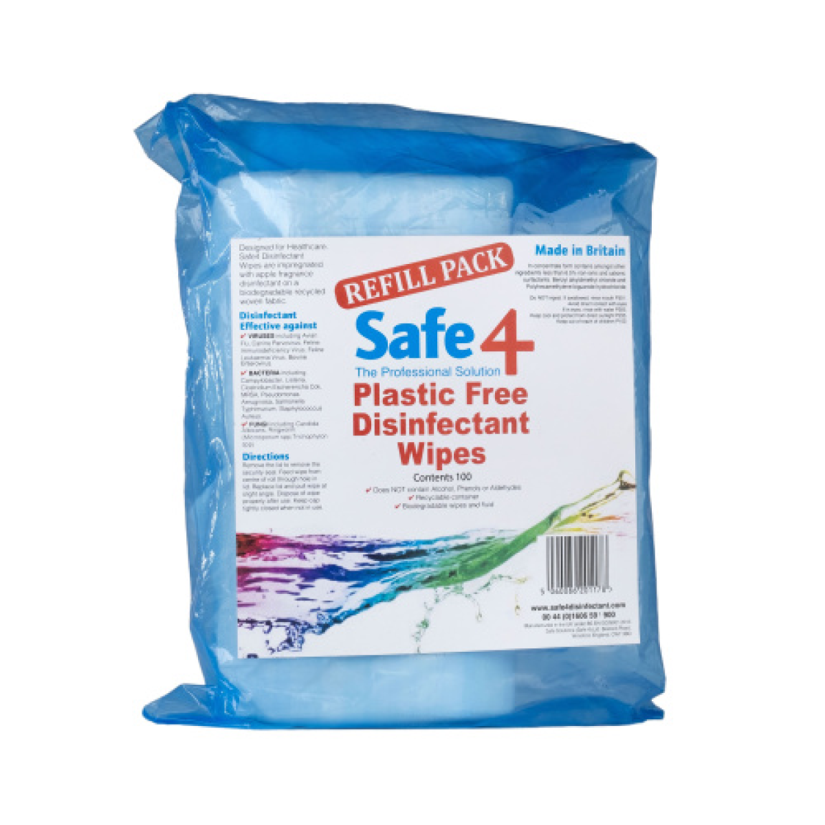 Safe 4 Plastic Free Disinfectant Wipes - Refill Pack