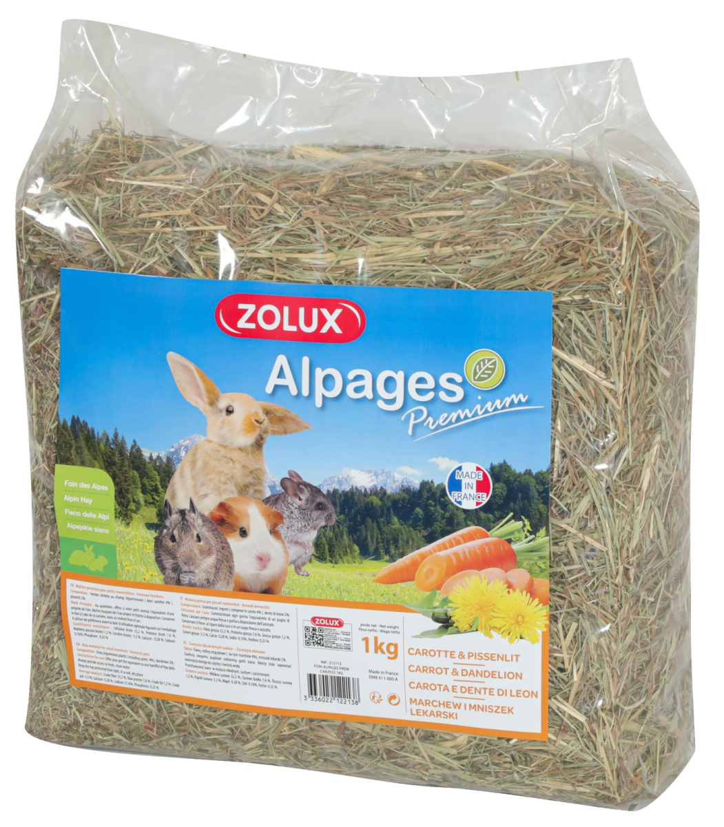 PREMIUM ALPINE HAY WITH CARROT & DANDELION 1 KG