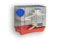 Thumbnail for H12 Hamster cage with wood accessories - 58 x 32 x 54 cm/Black & Red