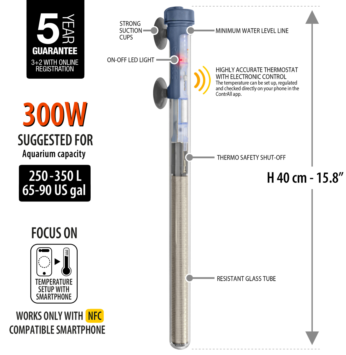 SCUBA CONTACTLESS SUBMERSIBLE HEATER 300W