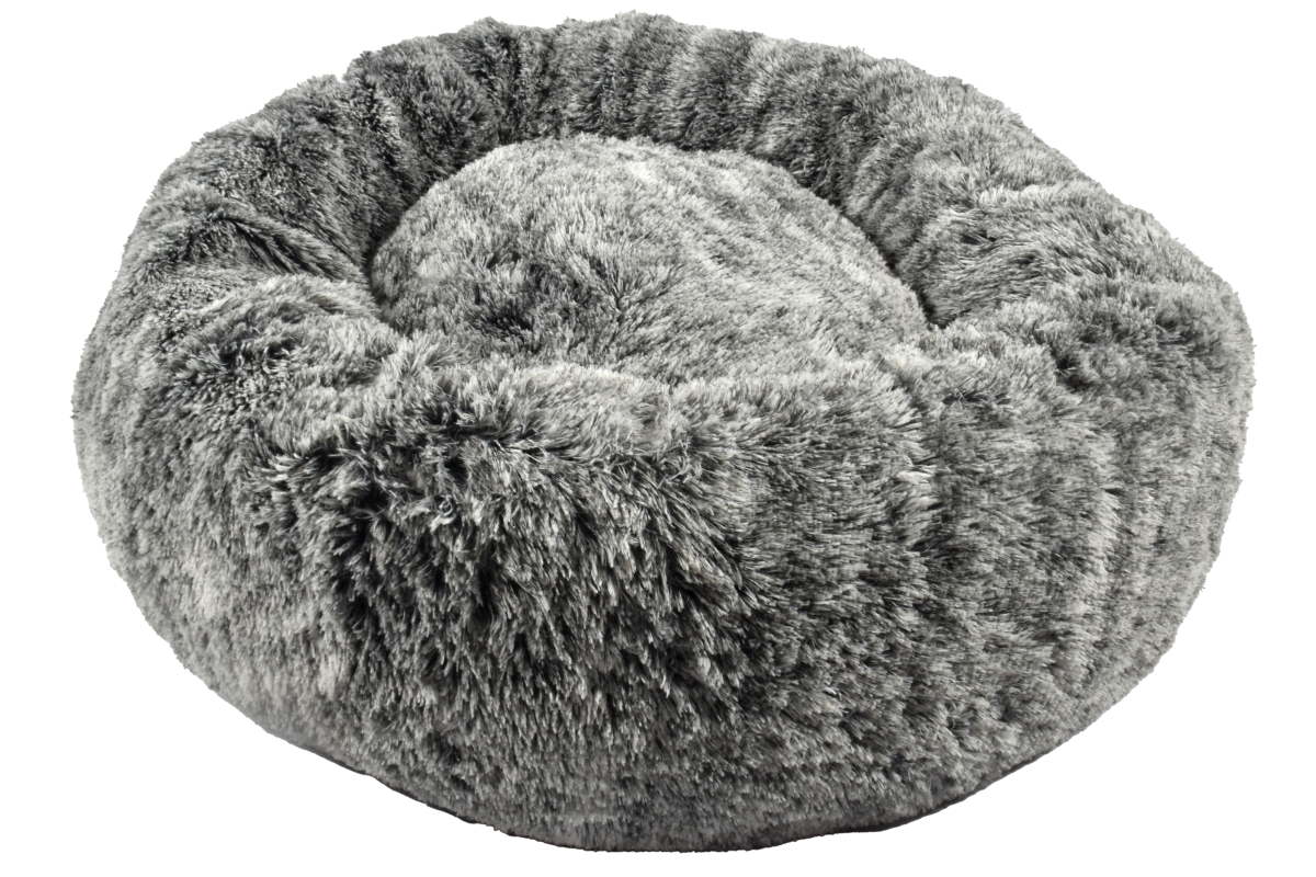 Donut Furry Pet Bed Bicolour - Black / Medium