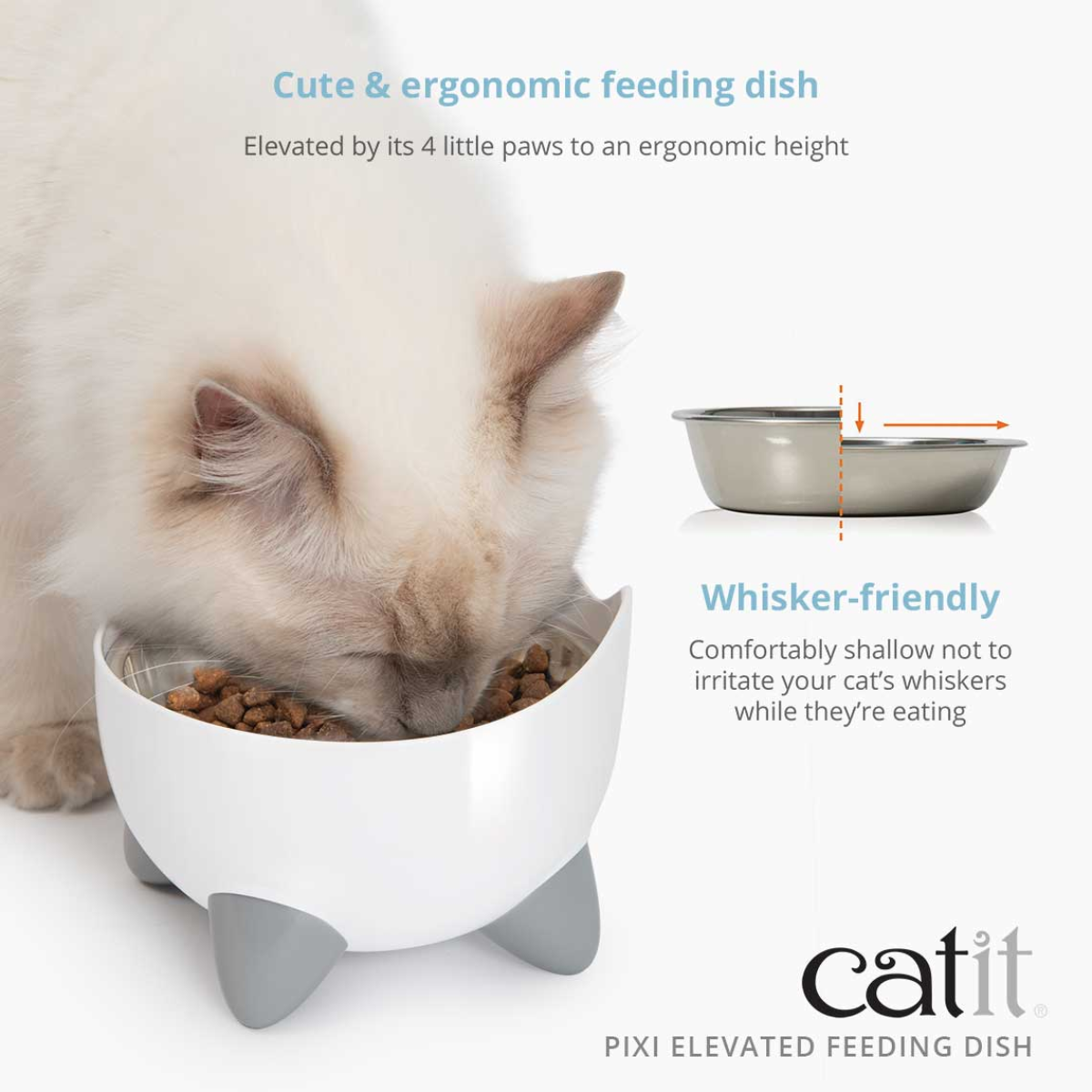 Catit PIXI Elevated Feeding Dish - White