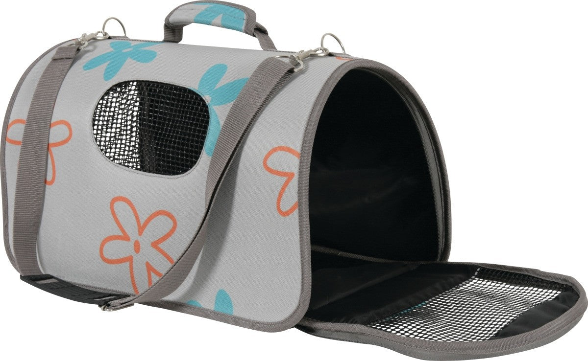 PET CARRIER FLOWER GREY SMALL